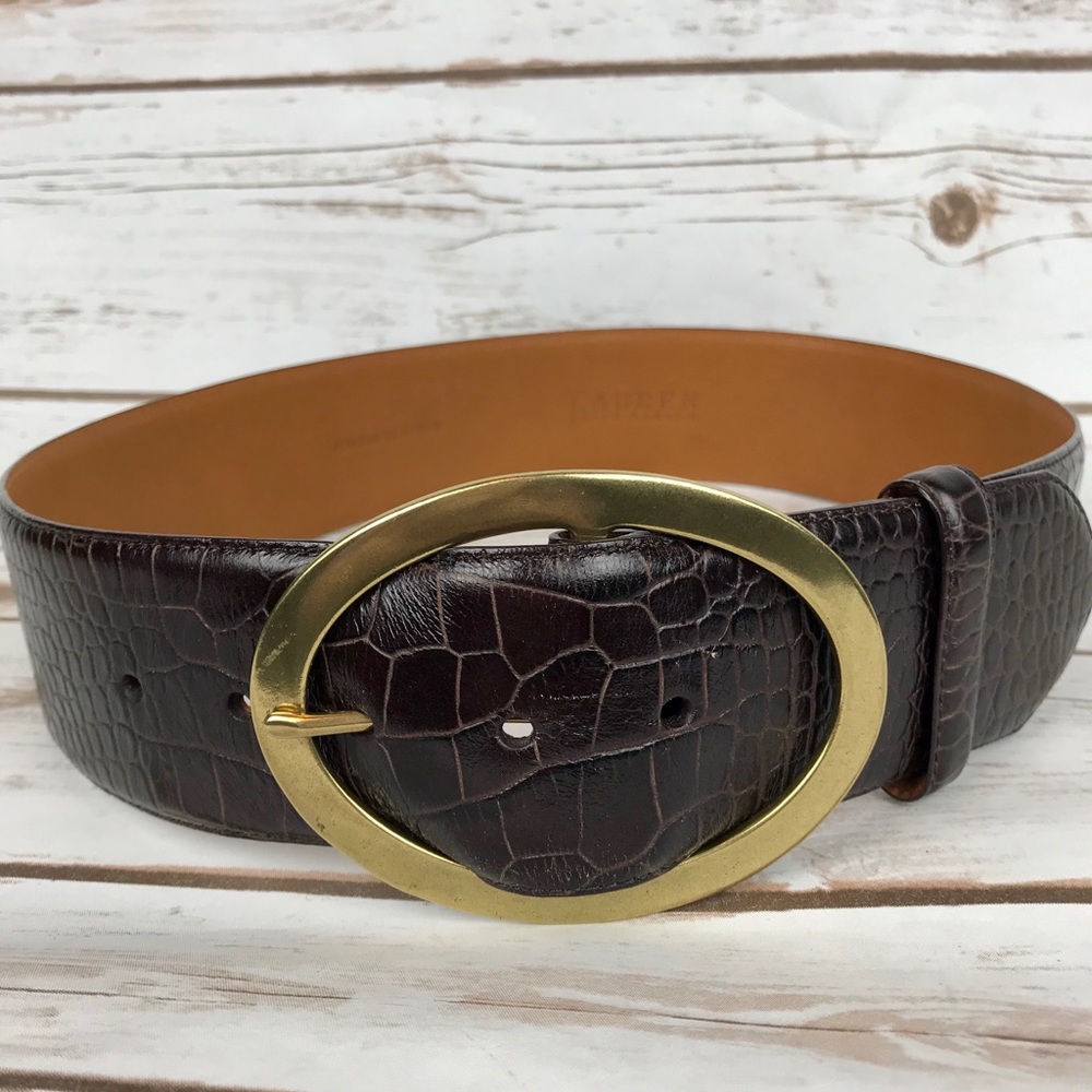 Ralph Lauren Faux Croco Wide Belt
